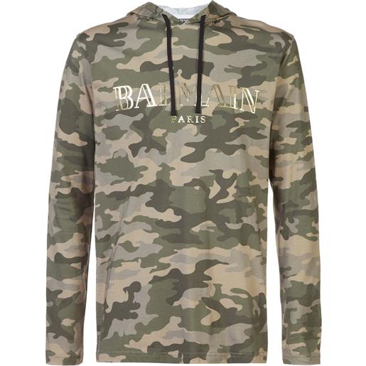 Balmain felpa con cappuccio e logo - verde