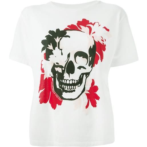 Alexander McQueen floral skull print t-shirt - bianco