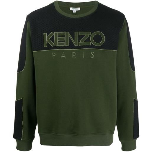 Kenzo felpa con pannello a rete - verde