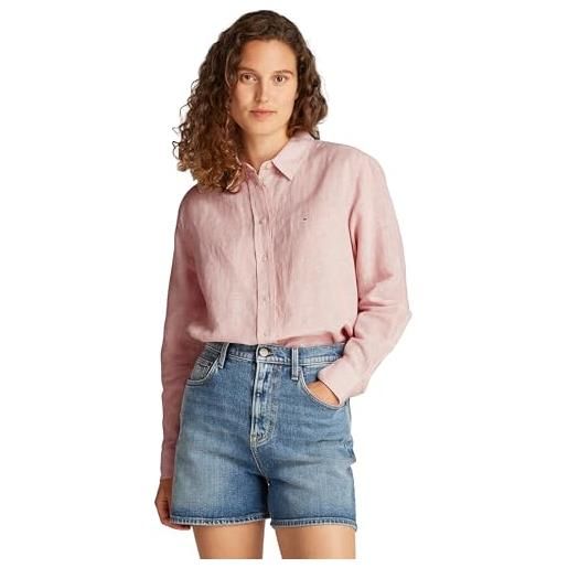 Tommy Jeans tjw rlx linen shirt dw0dw20292, camicia a maniche lunghe, donna, blu (colorado blue/stripe), m