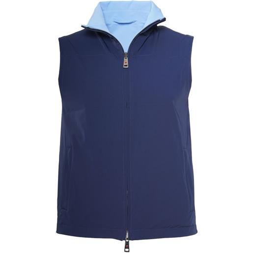 Kiton canotta ivan reversibile con zip - blu