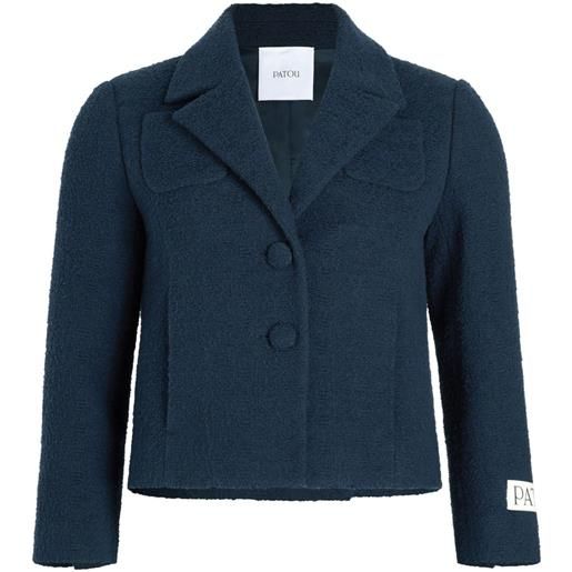 Patou giacca sartoriale crop in tweed - blu