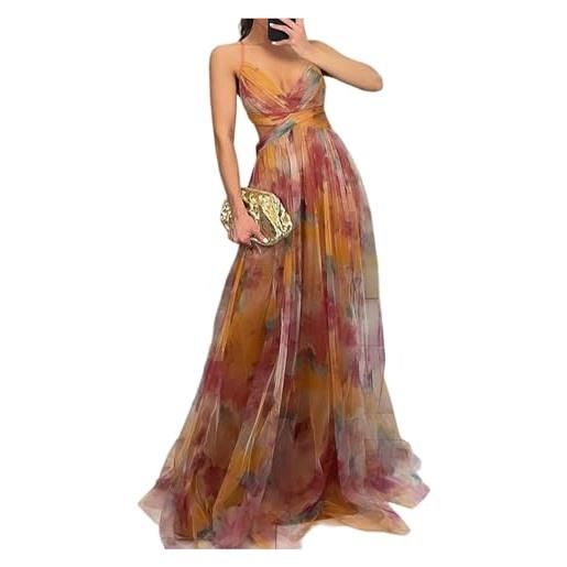 Generico abiti da cerimonia donna lunghi eleganti abito cerimonia donna curvy midi sera sposa autunno abiti cocktail maniche lunghe con corsetto spiaggia tubino vestito ropa 2#giallo mandarino m