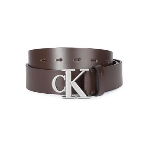 Calvin Klein ckj monogram round mono plaque belt 35mm w85 bitter brown