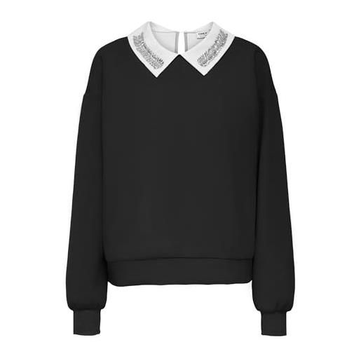 ONLY onlwillow l/s o-neck emb. Ub swt, nero, s donna