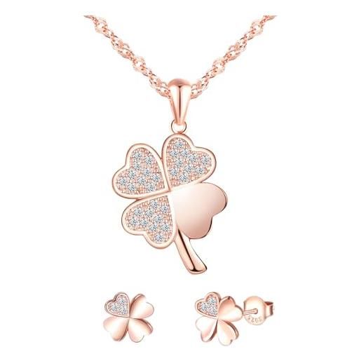 Elli Collana Donna Con Ciondolo Quadrifoglio In Argento 925 – Portafortuna Elegante E Regalo Perfetto