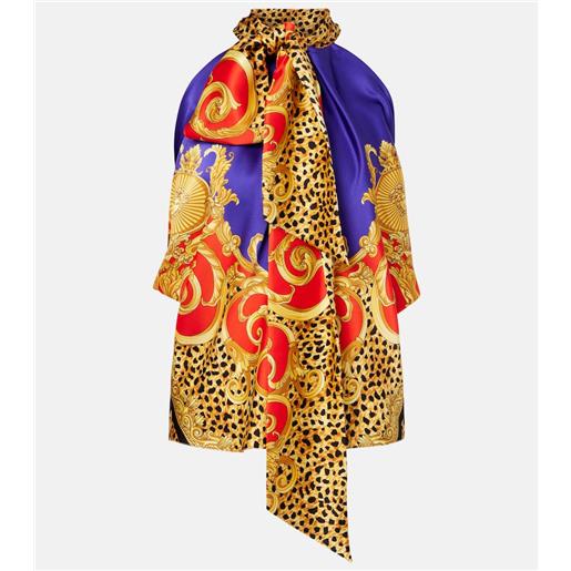Versace top in raso di seta con stampa