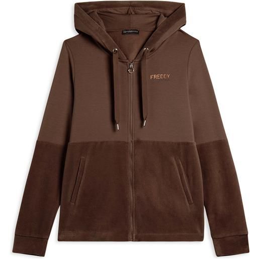 Freddy felpa cappuccio e zip da donna con fondo in velluto