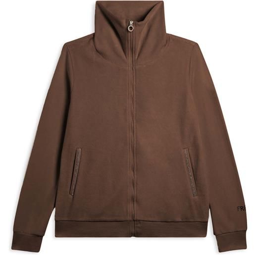 Freddy felpa collo alto da donna in velluto con zip e logo strass