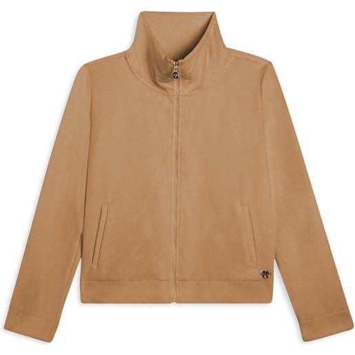 Freddy felpa cropped in ciniglia con zip e collo alto