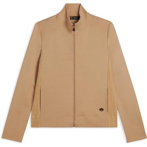 Freddy felpa full zip in viscosa con inserti in ciniglia