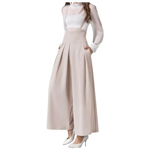 DayaEmmoTQ salopette elegante per donna - salopette ritagliato a vita alta con bretelle sottili, pantaloni larghi con spalline sottili e tasche laterali, jumpsuit, tuta