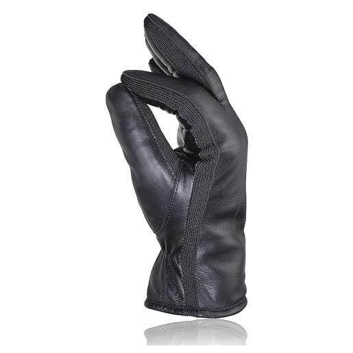 PEARLWOOD guanto da uomo will in pelle di pecora con inserto in tessuto, nero (200), s (8.5)