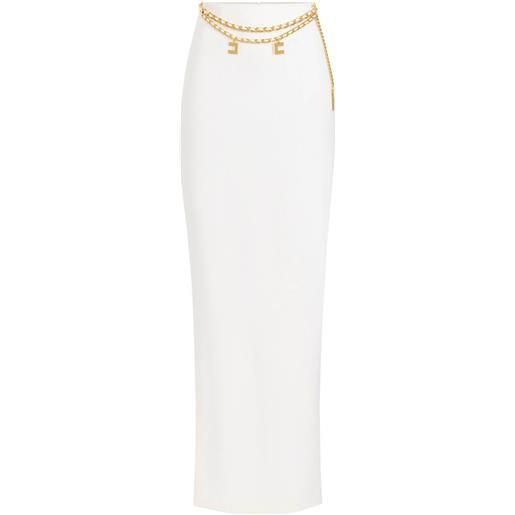 Elisabetta Franchi gonna lunga in crêpe con catena - bianco