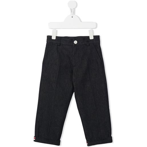Thom Browne Kids pantaloni dritti con risvolto - blu