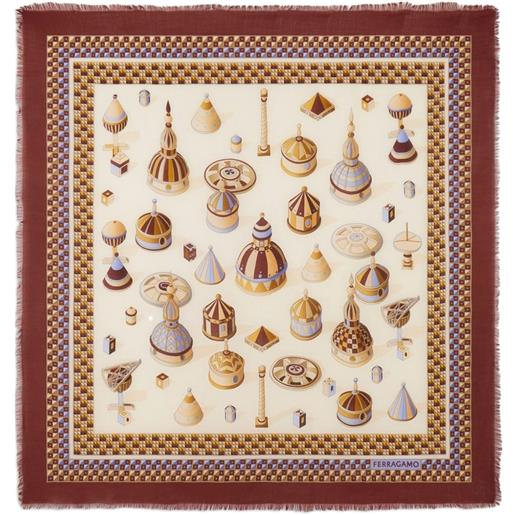 Ferragamo scialle in cashmere con stampa - toni neutri