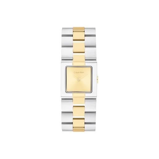 Calvin Klein orologio con movimento al quarzo a due lancette da donna collezione ck meridian con cinturino in acciaio inossidabile bicolore - 25100115, two-tone