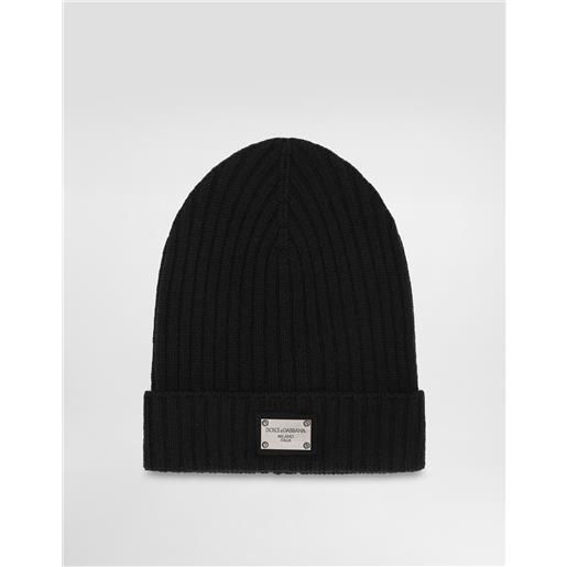 Dolce & Gabbana cappello in maglia con placca logo