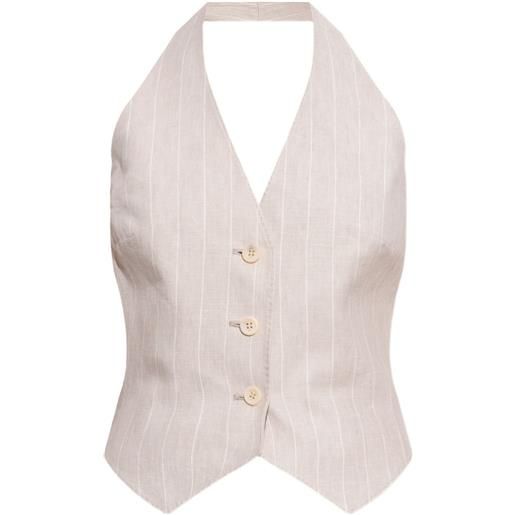 Max Mara gilet gessato con scollo all'americana - toni neutri
