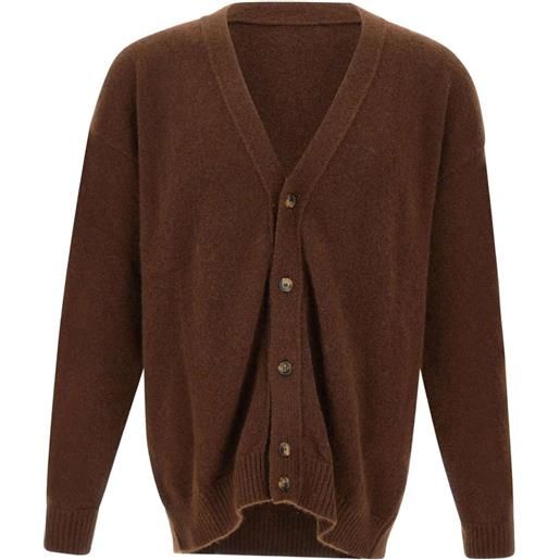 Laneus cardigan con bottoni e scollo a v - marrone