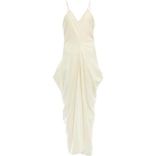 YANGKEHAN abito elegante asimmetrico con scollo a v - bianco