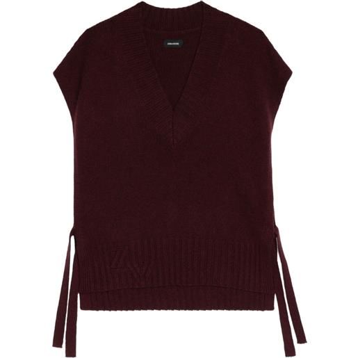 Zadig&Voltaire gilet con scollo a v e lacci laterali - rosso