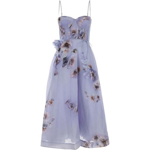 ZIMMERMANN abito midi hypnotic picnic a fiori - viola