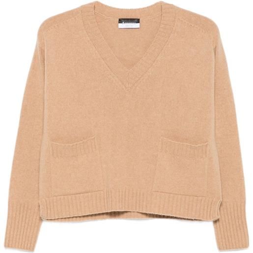 AROVESCIO maglione con scollo a v con tasche - toni neutri
