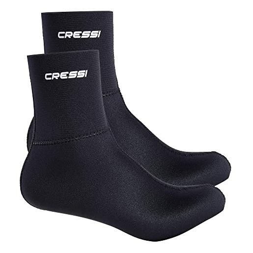 Cressi black neoprene socks resilient - calzari per immersione in neoprene ultra stretch nero da 3 mm, s (38/39 eu), unisex adulti
