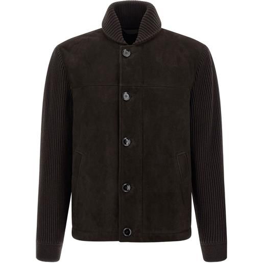 Brioni bomber con maniche a coste - marrone