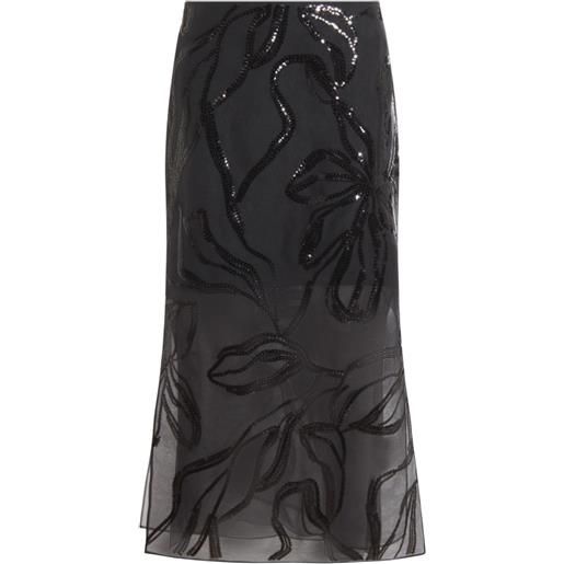 Brunello Cucinelli gonna svasata con paillettes - nero
