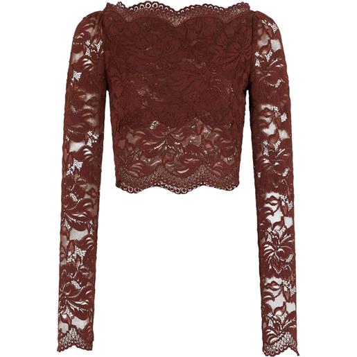 Rabanne top con scollo a barca - marrone