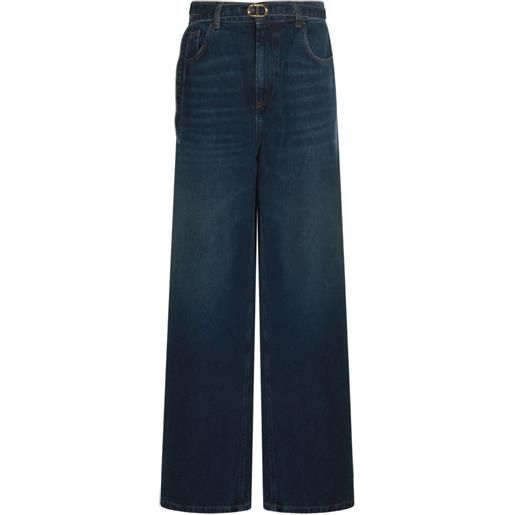 TWINSET jeans a gamba ampia in cotone - blu