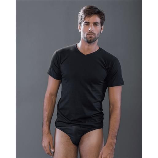 I Magazzini Sorriso art. 122 - maglia uomo mezza manica scollo a "v" in jersey di cotone - moretta