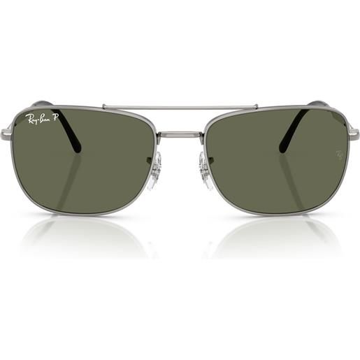 Ray-Ban occhiali da sole rb3755 004/58 argento/verde unisex polarizzati