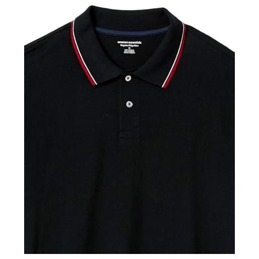 Amazon Essentials polo in cotone piqué vestibilità regular (disponibile in taglie extra forti) uomo, nero rosso, xxl