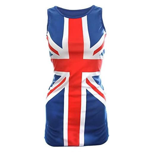 I LOVE FANCY DRESS LTD vestito da donna con motivo bandiera union jack, rosso, bianco e blu, abito classico delle icone della musica anni '90/pop britannico, per ve day/feste in maschera, blu, xl