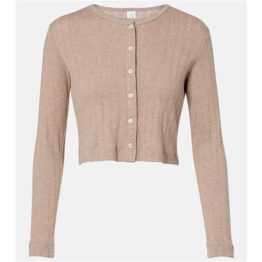 Leset cardigan cropped in cotone pointelle