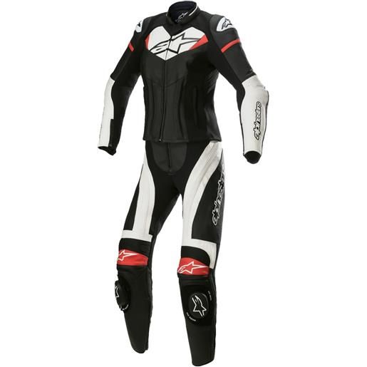 Alpinestars stella gp plus 2 donna tuta da moto in pelle a due pezzi nera, bianca e rossa, 44