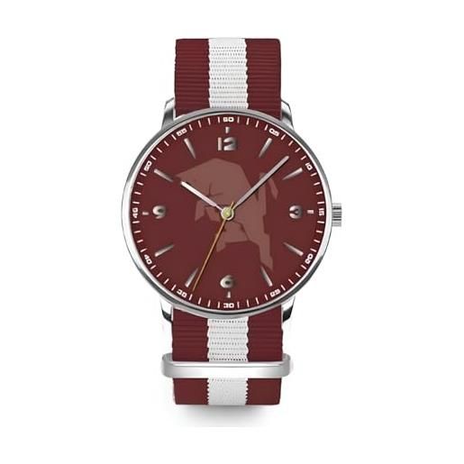 PRESTIGE & DELUXE orologio da polso lowell tidy torino cinturino nero - quadrante 39 mm rosso in confezione + portachiave calcio