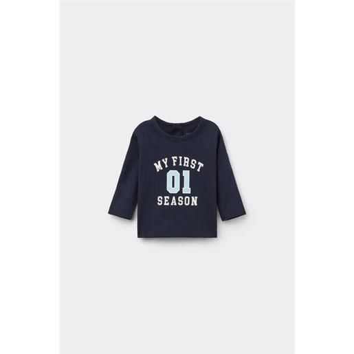 Tezenis maglia manica lunga in cotone stampato baby blu