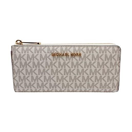 Michael Kors jet set large three quarter zip wallet vanilla signature