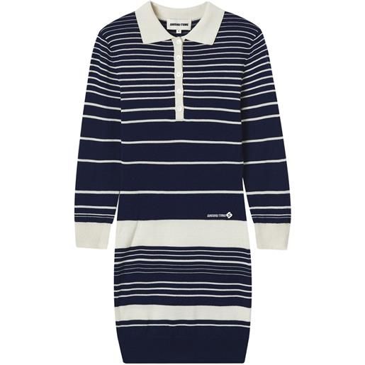 SHUSHU/TONG abito modello polo a righe - nero