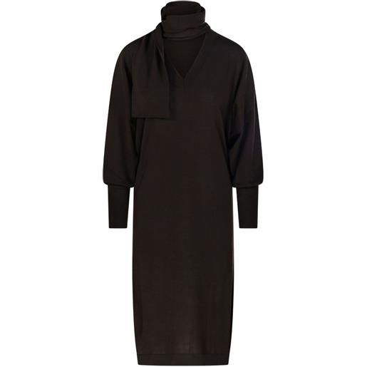 Nude abito con scollo a v - marrone