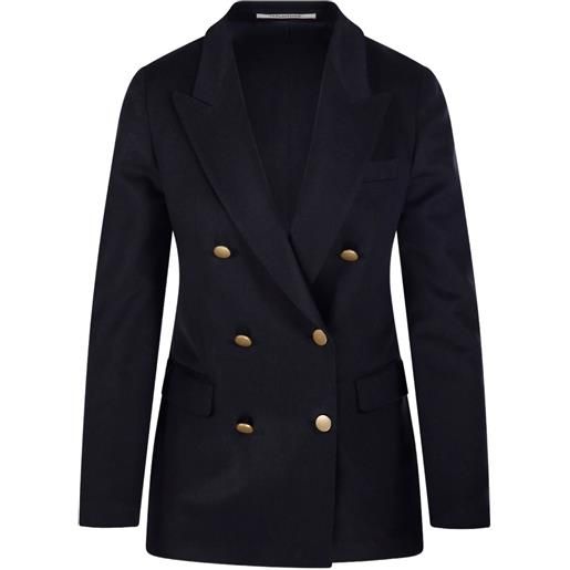 Tagliatore blazer doppiopetto con bottone color oro - blu