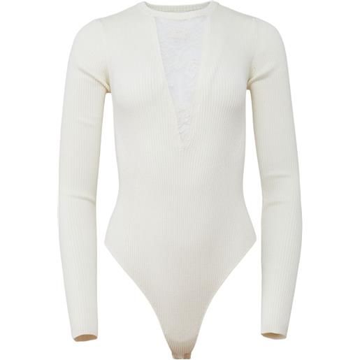 Fleur Du Mal body quinn con inserti in pizzo - toni neutri