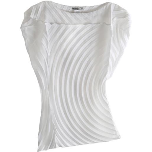 Issey Miyake paper bag pleats curved top - bianco