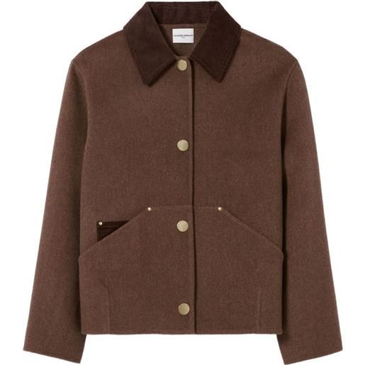 Claudie Pierlot cappotto con colletto a coste - marrone