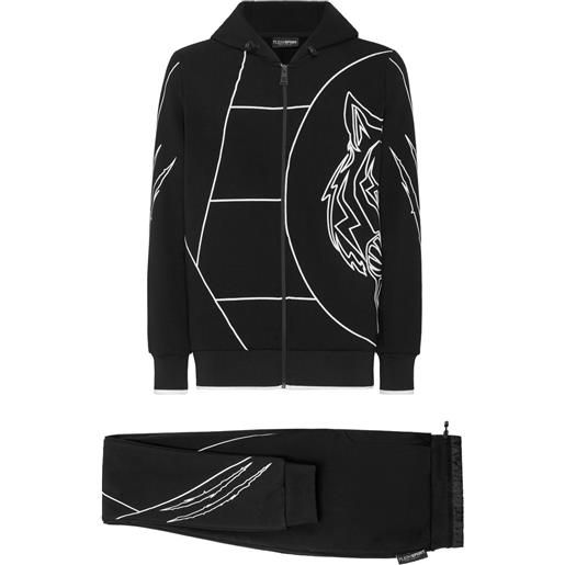 Plein Sport tuta sportiva con stampa - nero