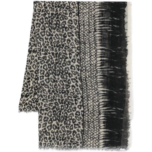 Pierre-Louis Mascia foulard con stampa animalier - nero